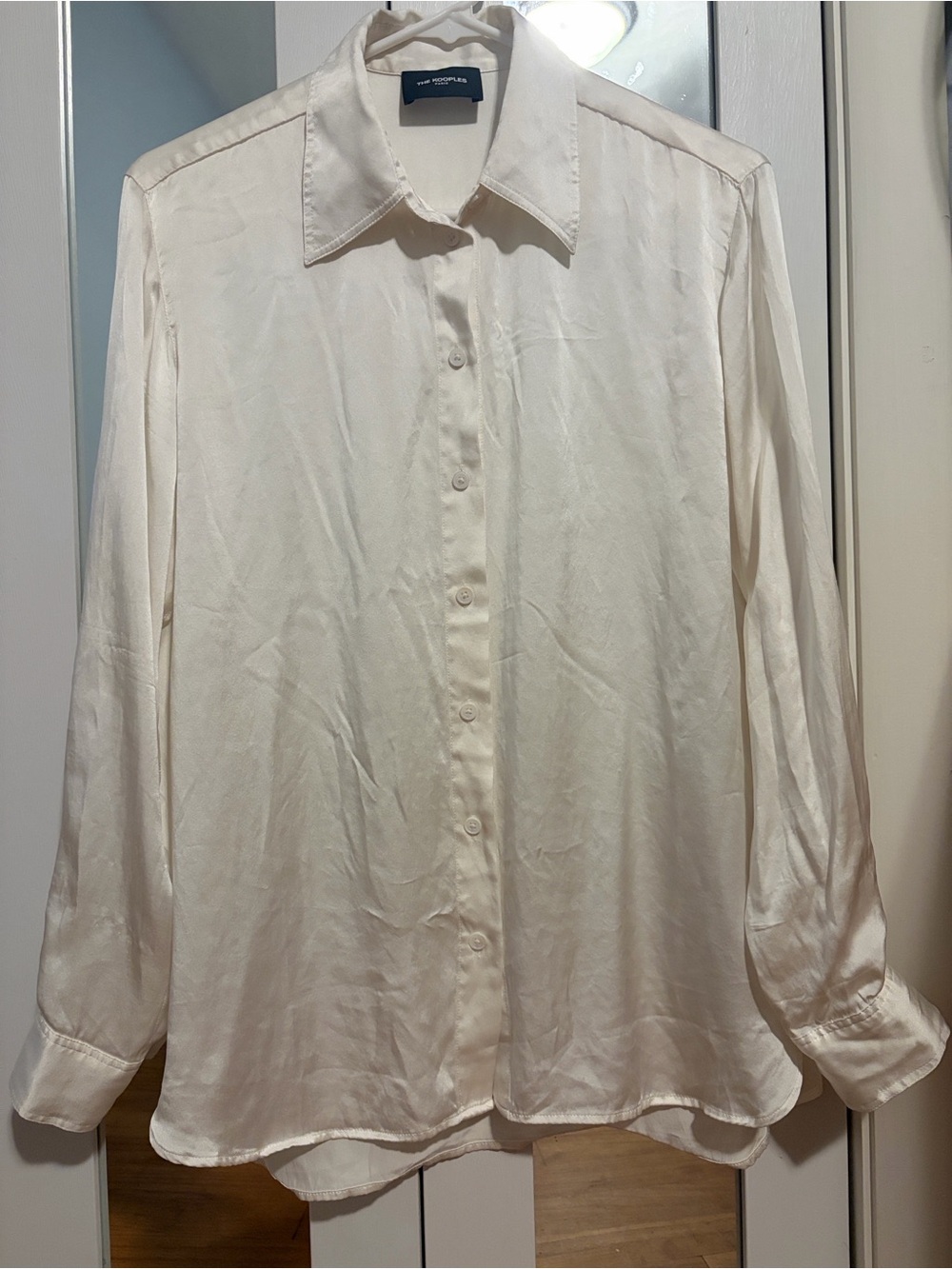 The Kooples Women Cream Satin Button-Down Shirt